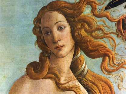 WOOD BOXES COLLECTION: Lined large wood box with printed tile - Opera "The Birth of Venus Detail" by Sandro Botticelli