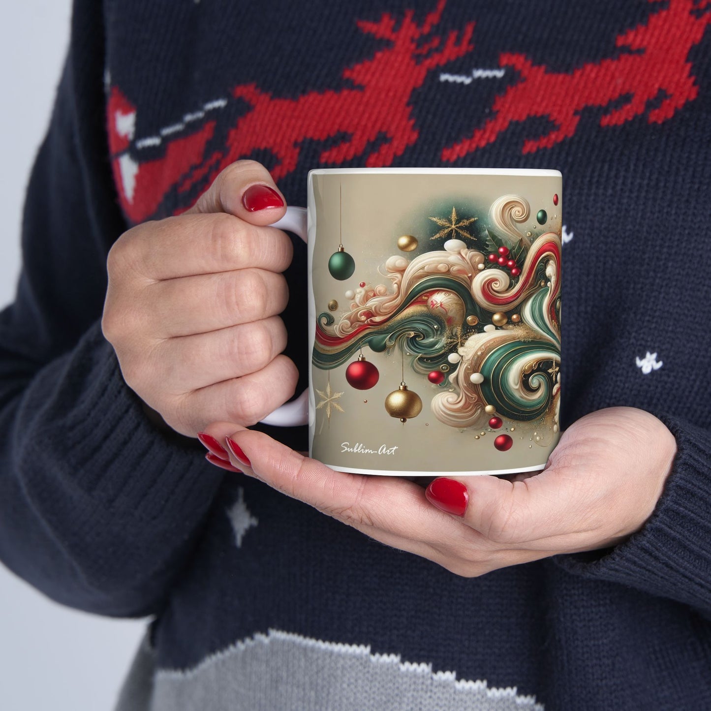 SUBLIMART: Christmas Ceramic Mug – Fluid Wave Design by RC Designs (Pattern #01)