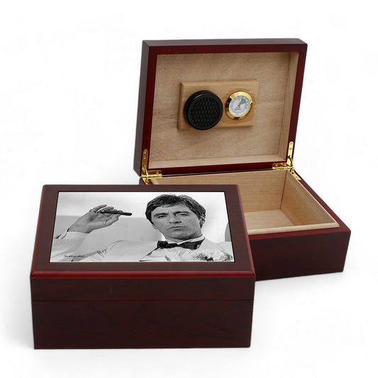 CIGAR HUMIDOR BOX: Luxury Mahogany Satin Finish fully lined in Cedar Wood - Al Pacino