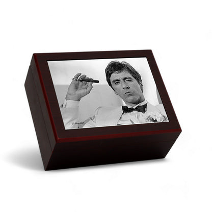 CIGAR HUMIDOR BOX: Luxury Mahogany Satin Finish fully lined in Cedar Wood - Al Pacino