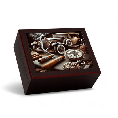 CIGAR HUMIDOR BOX: Luxury Mahogany Satin Finish fully lined in Cedar Wood - Car+Cigars