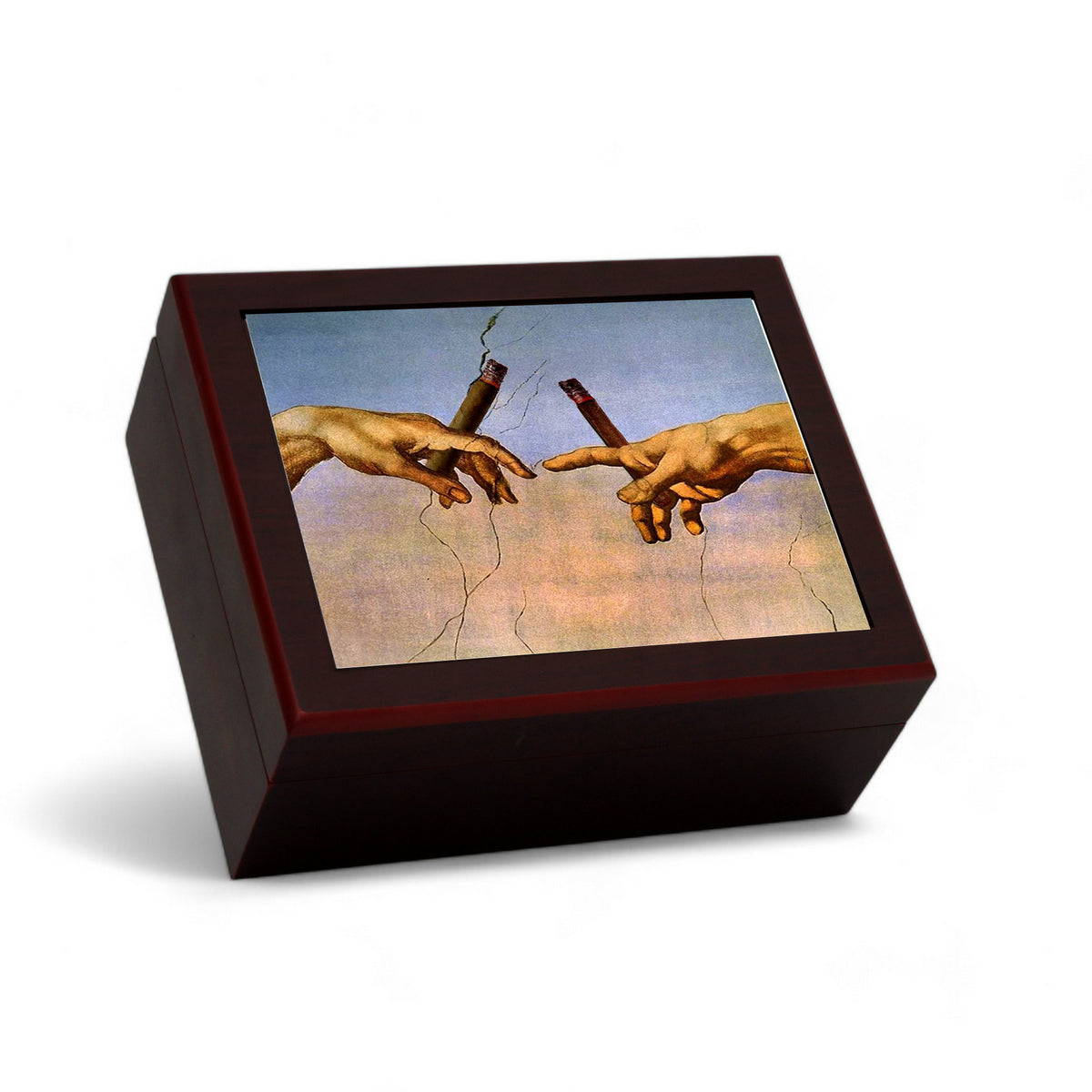 CIGAR HUMIDOR BOX: Luxury Mahogany Satin Finish fully lined in Cedar Wood - CreationAdam