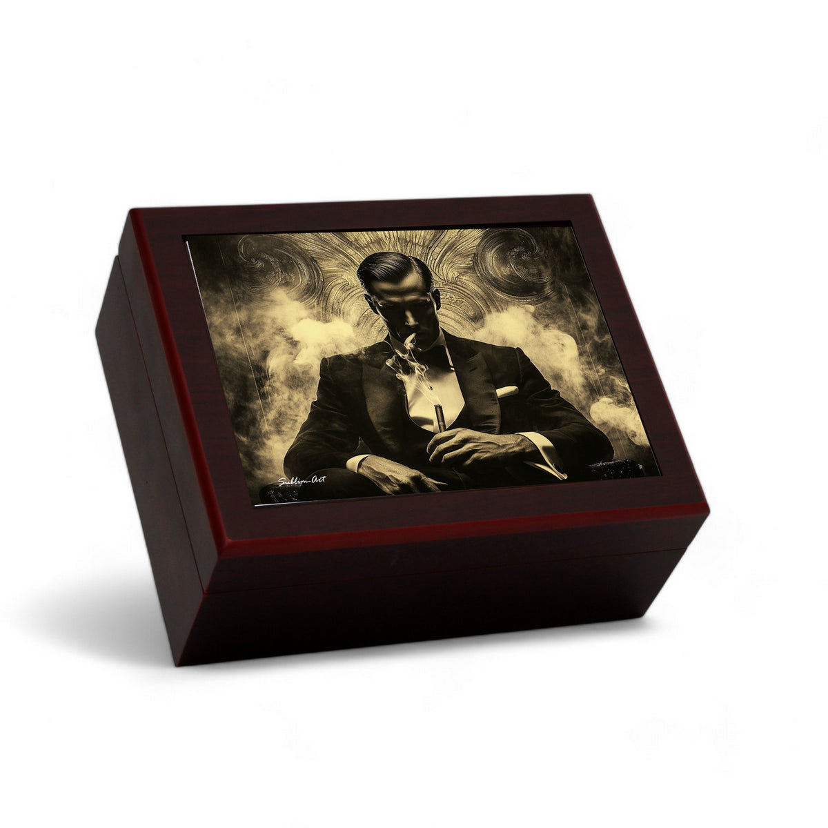 CIGAR HUMIDOR BOX: Luxury Mahogany Satin Finish fully lined in Cedar Wood - Smoker Pro