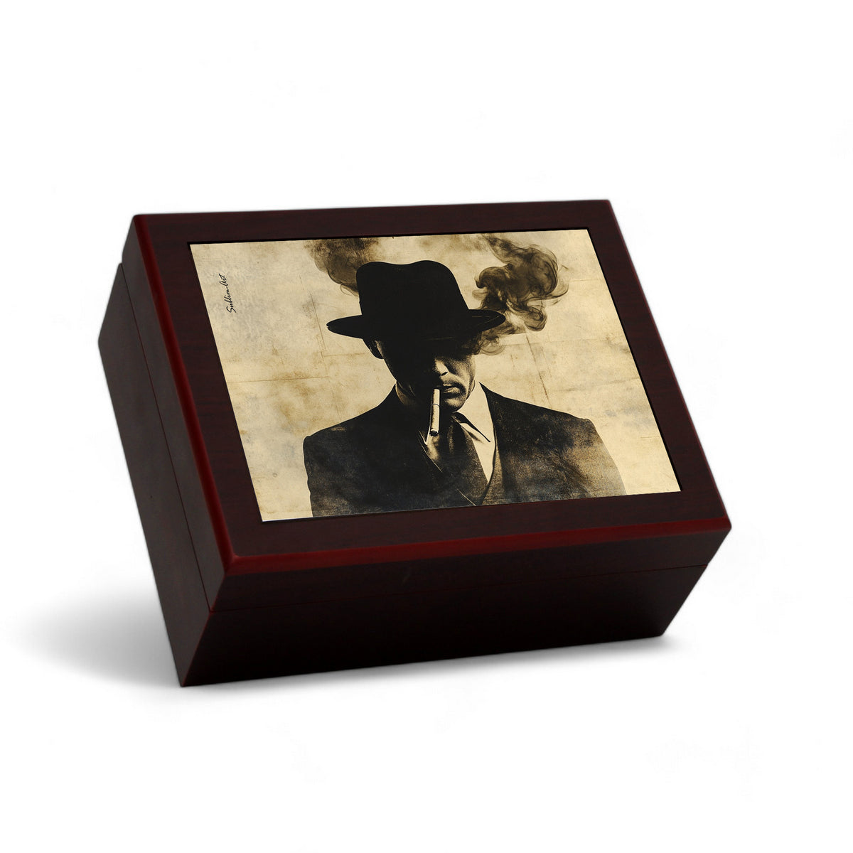 CIGAR HUMIDOR BOX: Luxury Mahogany Satin Finish fully lined in Cedar Wood - Smoking Boss