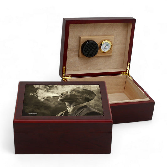 CIGAR HUMIDOR BOX: Luxury Mahogany Satin Finish fully lined in Cedar Wood - Smoking Pleasure