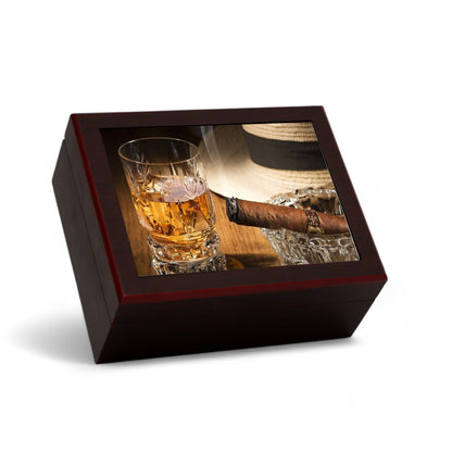 CIGAR HUMIDOR BOX: Luxury Mahogany Satin Finish fully lined in Cedar Wood - Wiskey Cigar