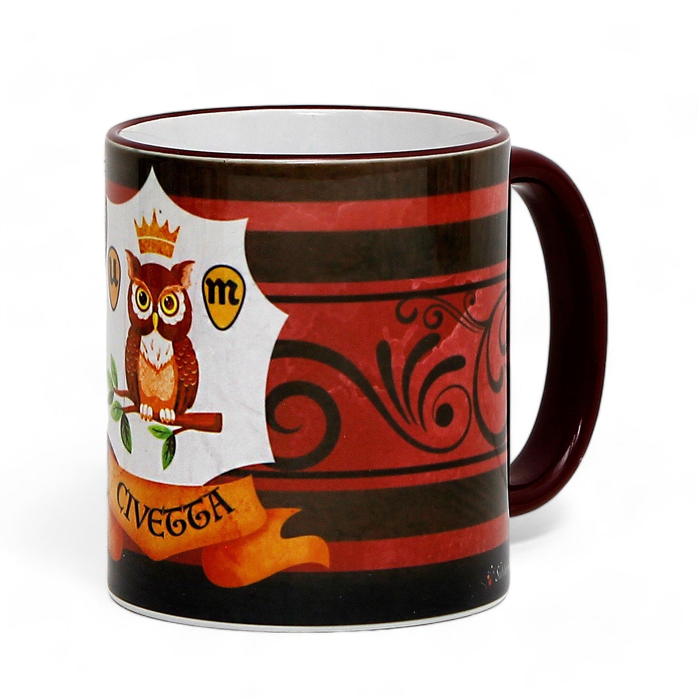 PALIO DI SIENA: Porcelain printed mug Set of 6 bundle: LUPA+TORRE+ONDA+BRUCO+CIVETTA+SELVA