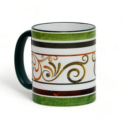 SUBLIMART: Ricco Italia Mug Green Handle+Rim - by Mario Bruno (Design 6400)