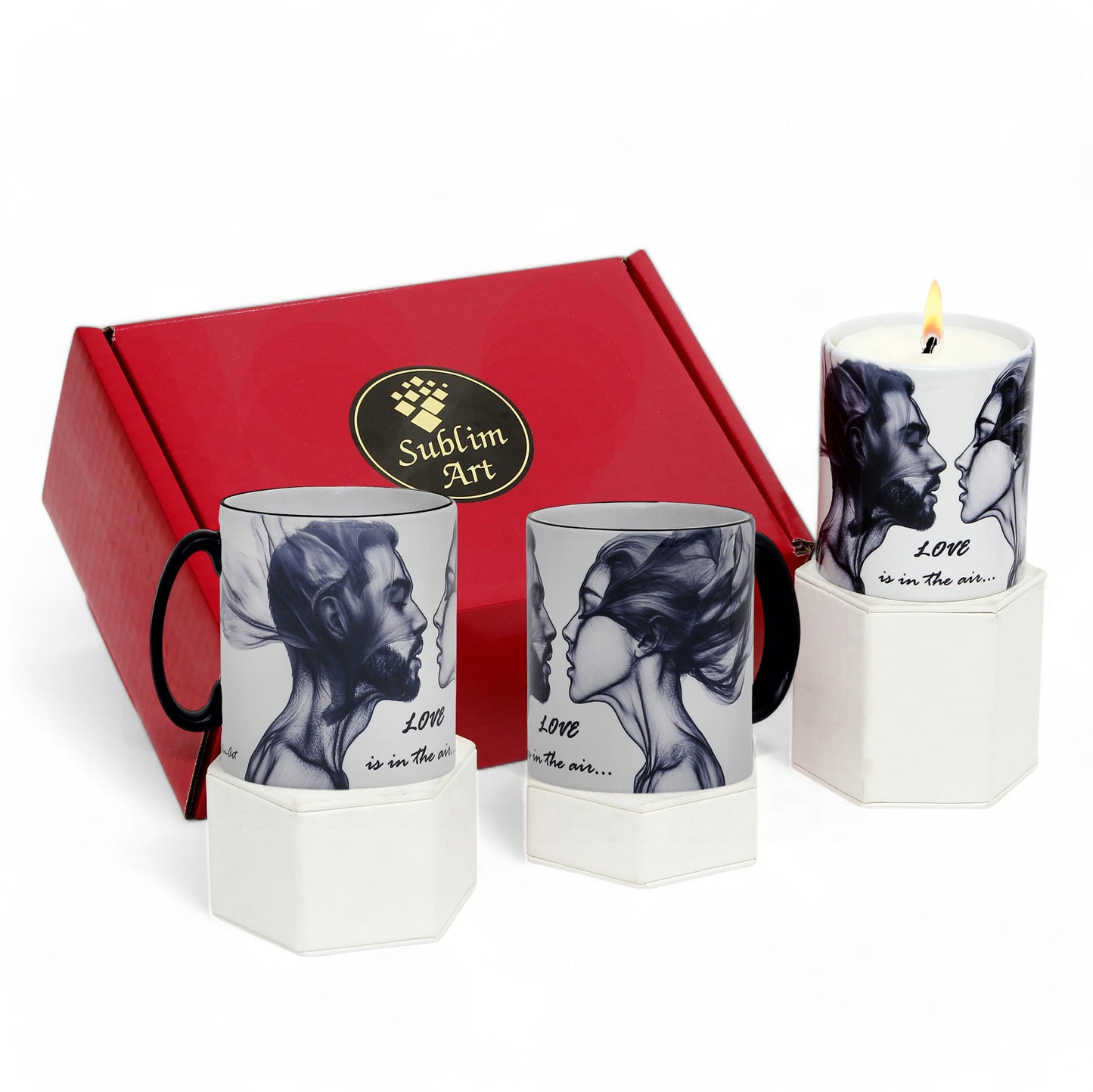 SUBLIMART: LOVE.ly Bundle "Love is in the Air" (Set of 1 Candle + 2 Mugs)