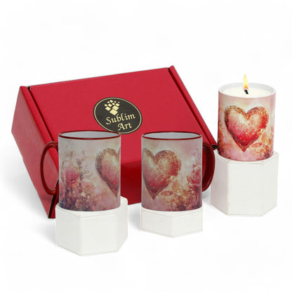 SUBLIMART: LOVE.ly Bundle "Enchanting Pink Heart" (Set of 1 Candle + 2 Mugs)