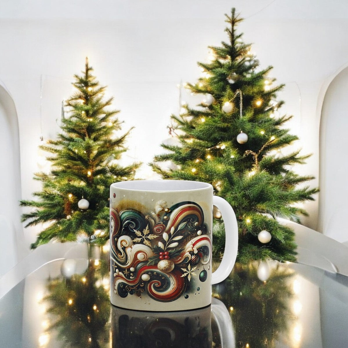 SUBLIMART: Christmas Ceramic Mug – Fluid Wave Design by RC Designs (Pattern #01)