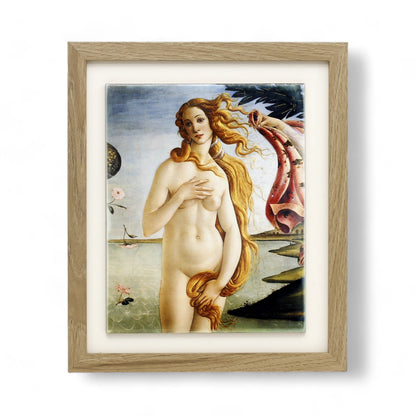 AFFRESCO: Framed Tile - Opera The Birth of Venus (Detail) by Sandro Botticelli (8x10) - Natural Wood Frame