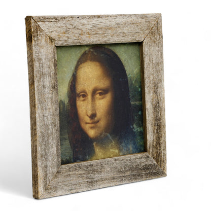 AFFRESCO: Ceramic Tile on Distressed Reclaimed Barn Wood Frame - Opera "La Gioconda (Mona Lisa)" detail by Leonardo Da Vinci