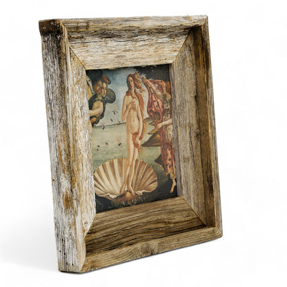 AFFRESCO: Ceramic Tile on Distressed Reclaimed Barn Wood Frame - Opera "The Birth of Venus" by Sandro Botticelli