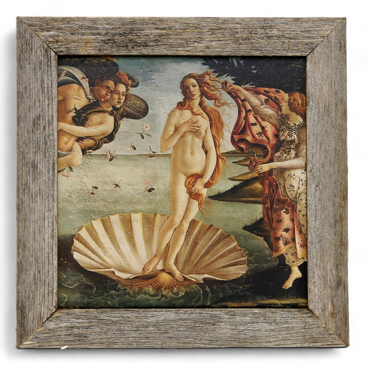 AFFRESCO: Ceramic Tile on Distressed Reclaimed Barn Wood Frame - Opera "Opera The Birth of Venus" by Sandro Botticelli