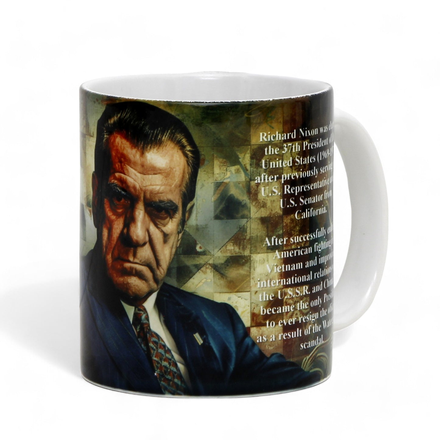 THE PRESIDENTS: Porcelain printed mug - Design by RC Designs - Richard Nixon