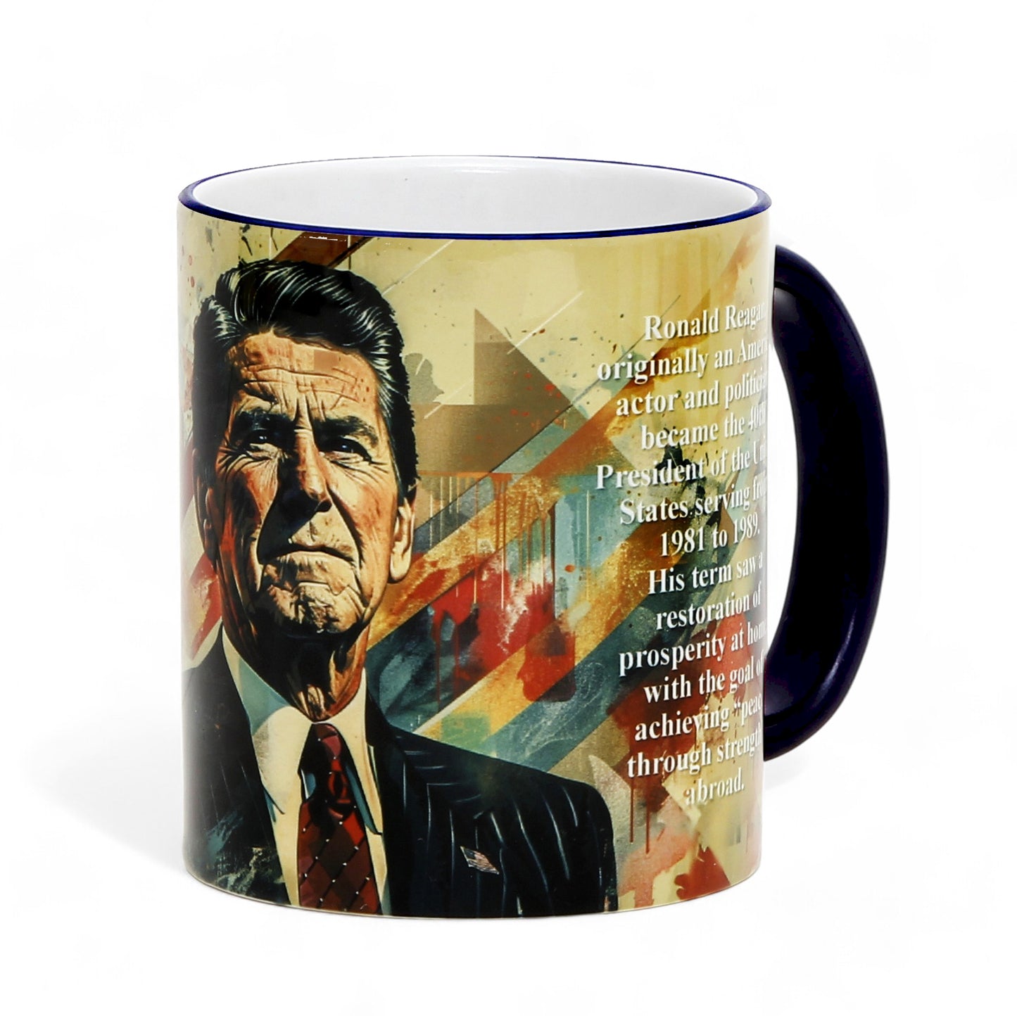 THE PRESIDENTS: Porcelain printed mug - Design by RC Designs - Ronald Reagan