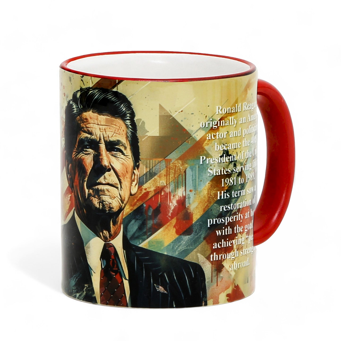 THE PRESIDENTS: Porcelain printed mug - Design by RC Designs - Ronald Reagan