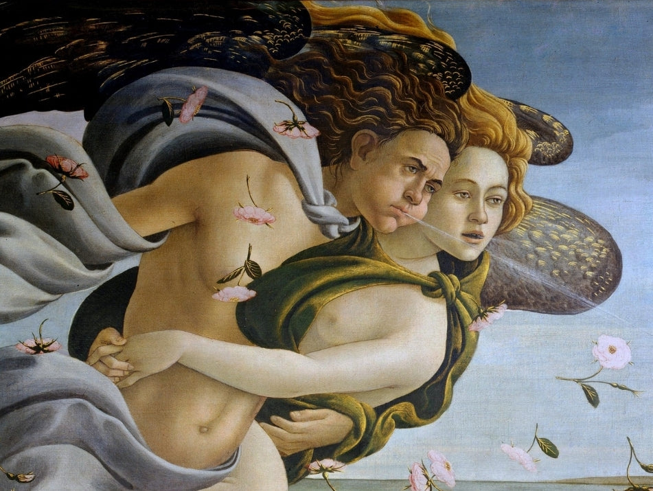 WOOD BOXES COLLECTION: Lined large wood box with printed tile - Opera "The Birth of Venus Top Detail" by Sandro Botticelli