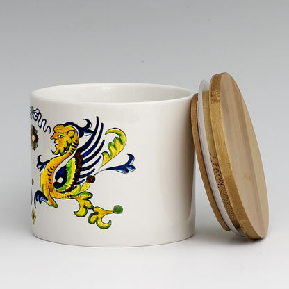 SUBLIMART: Porcelain storage jar with sealing bamboo lid (Deruta Design #DER03)