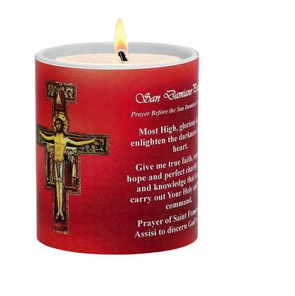 SUBLIMART: Prayer Candle - Porcelain Soy Wax Candle - St. Damiano