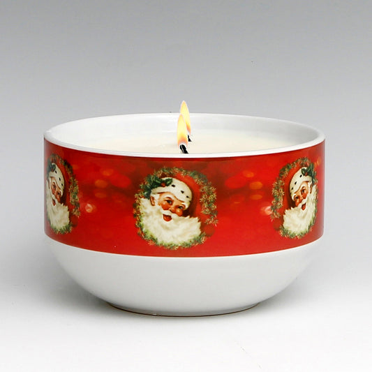 SUBLIMART: Two Wicks Soy Wax Candle in a Porcelain Bowl - Santa Claus (Design #XMS01)