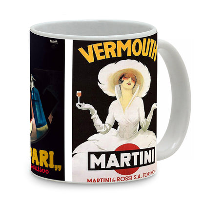 SUBLIMART: Bella Italia - Mug featuring Italian vintage posters (Aperol-Campari-Martini)